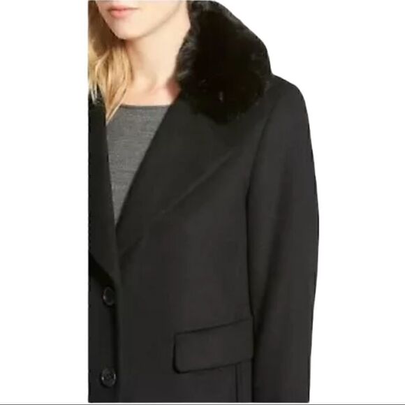 DKNY Black Winter Coat With Fur Collar - Picture 7 of 12
